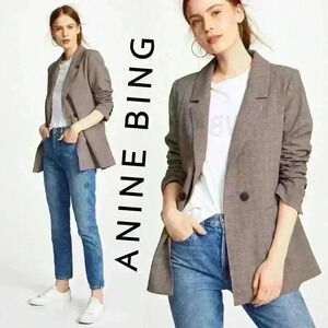 ANINE BING Madeline Oversized Plaid Blazer